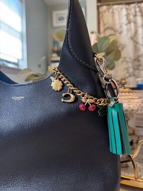 Coach leather tassel key chain/ charm